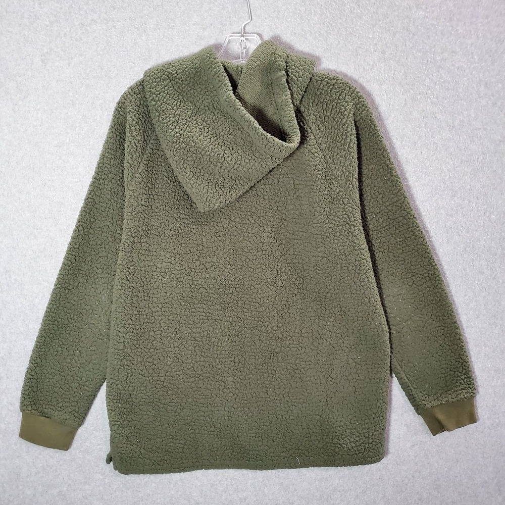 Pink Victorias Secret Men Sweatshirt Medium Olive Sherpa Hoodie 1/4 Zip Logo - Picture 5 of 9